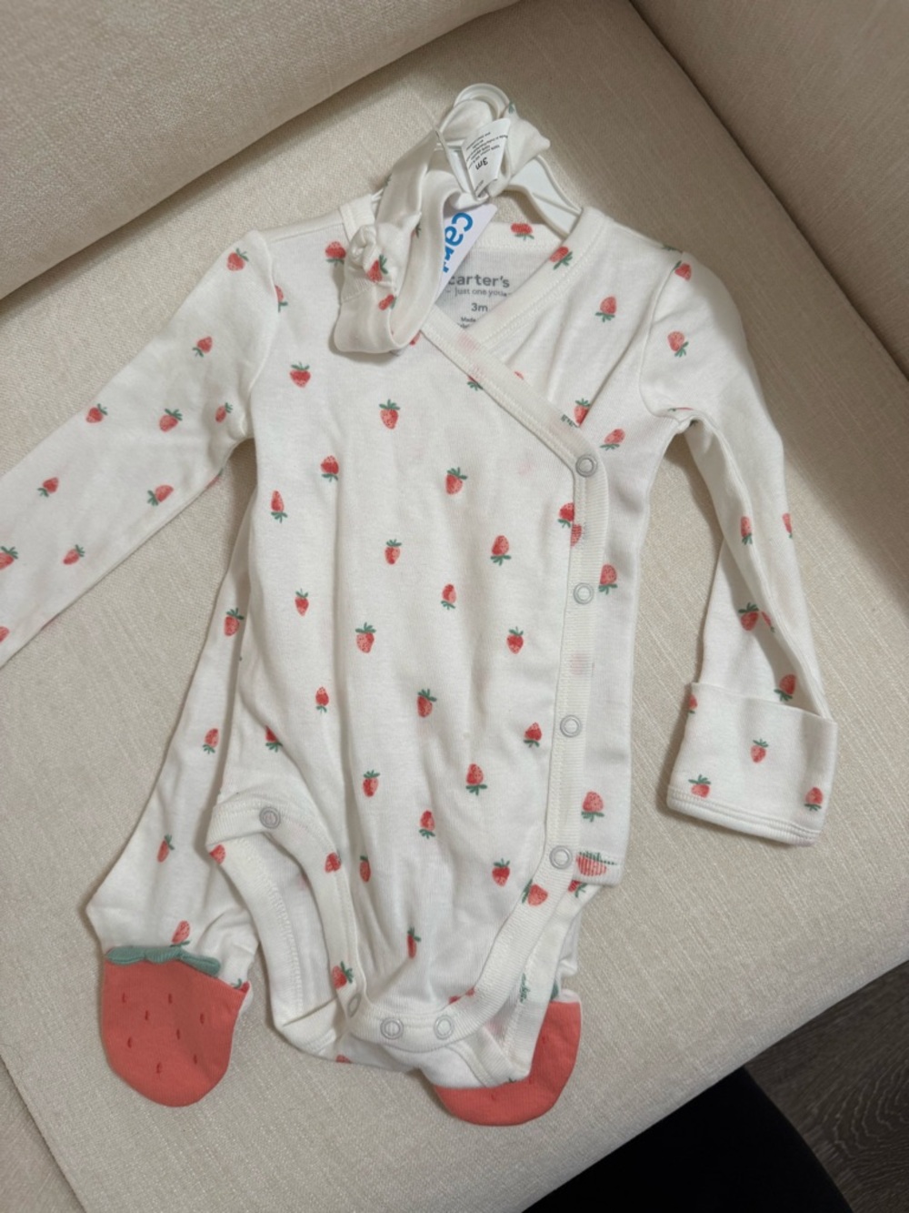 Carters strawberry 3 piece outfit
